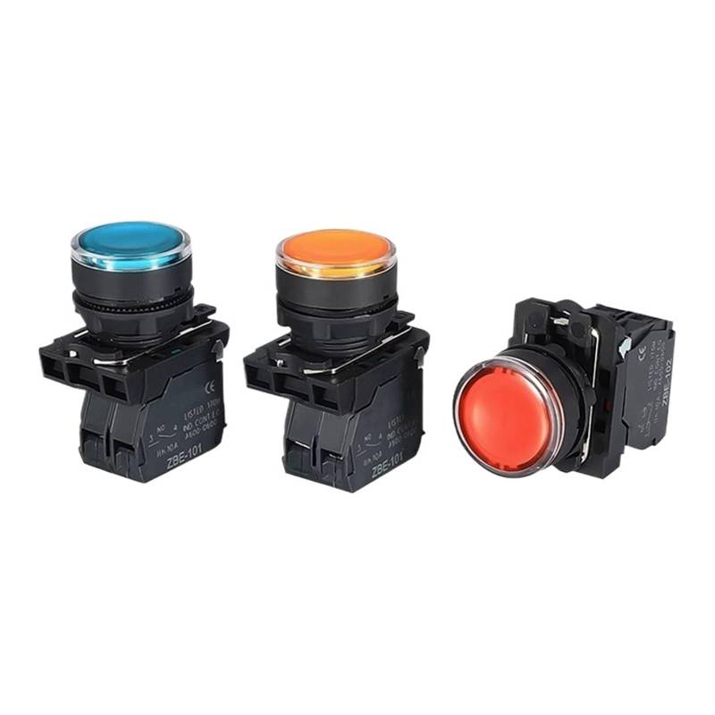 22MM waterproof illuminated push button switch momentary switch with integral LED NB5 XB5 AW33B1C 22mm spring(Blue,1NO_220V) von XTVVTODJXT