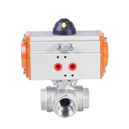 3/8" Three piece High Platform Pneumatic 3 Way Ball Valve 304 Stainless steel Q611F-16P Double Acting Cylinder(T Type) von XTVVTODJXT