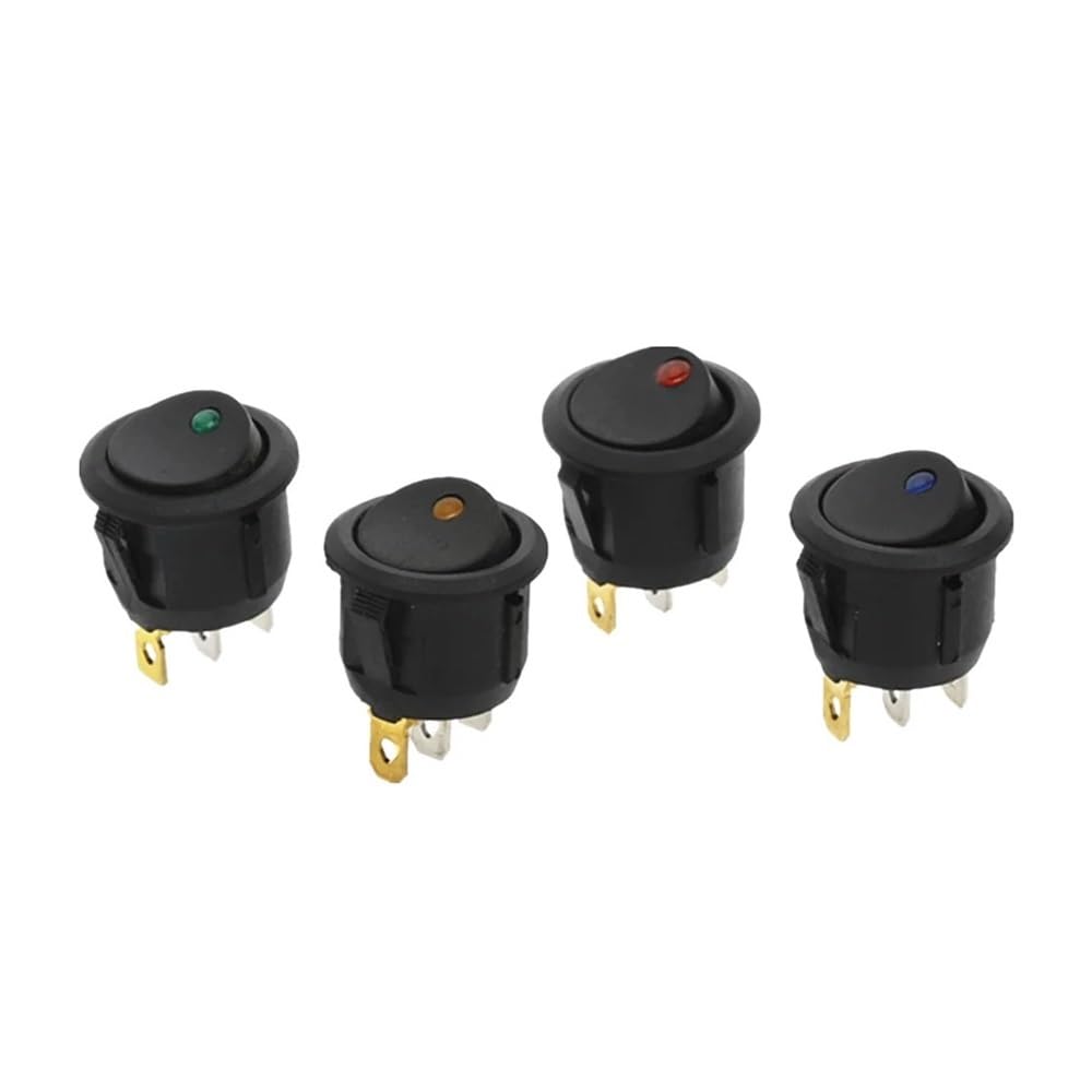 4Pcs 3 Pins With Led Lights Switch 12V 16A DC 23 * 23 * 25mm Car Auto Round Rocker Switch ON-OFF(Mixed 4Pcs) von XTVVTODJXT