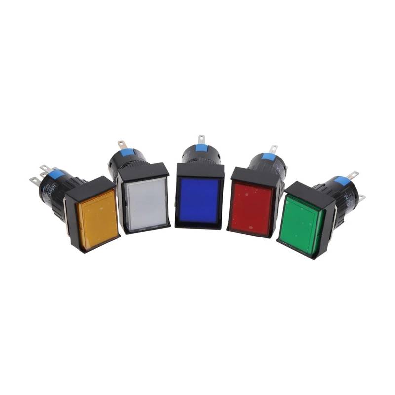 5Pcs 16mm Push Button Self-Reset Switch Rectangle LED Light Momentary Switch Push button switch DC12VDC24V AC110V AC220V 24X18MM(Blue DC12V) von XTVVTODJXT