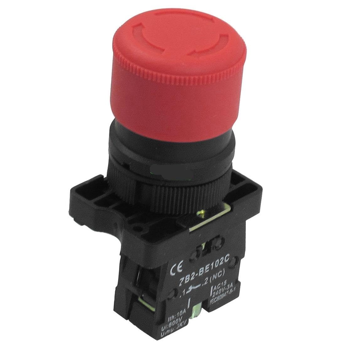 5Pcs 22mm 1 NC Red Sign Emergency Stop Push Button Switch 600V 10A ZB2-BE102C von XTVVTODJXT