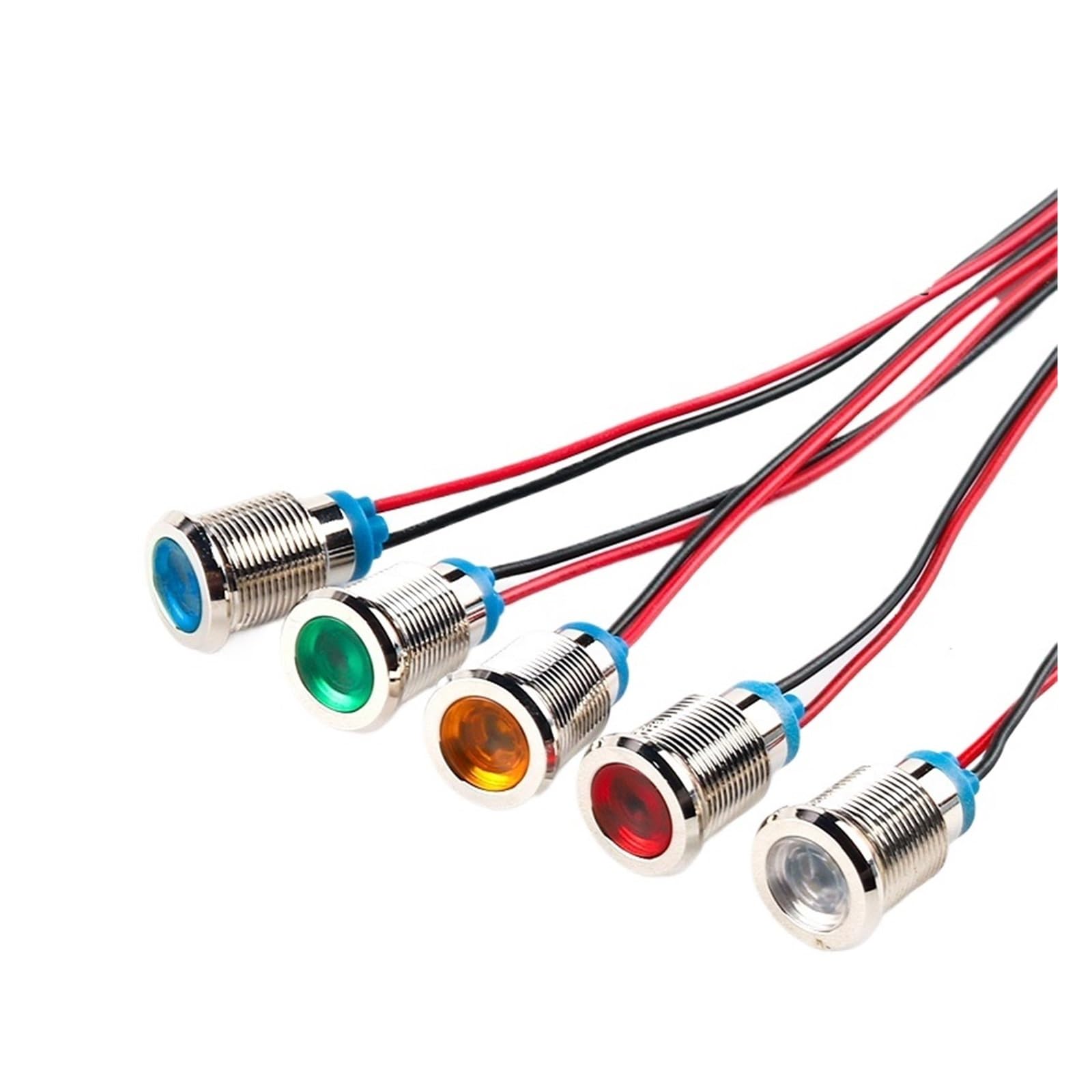 6/8/12/16/19/22mm Metal LED Indicator Light Signal Lamp With Wire 6V 12V 24V 110V 220V red/yellow/blue/green/white(Red,6MM_110V-220V) von XTVVTODJXT