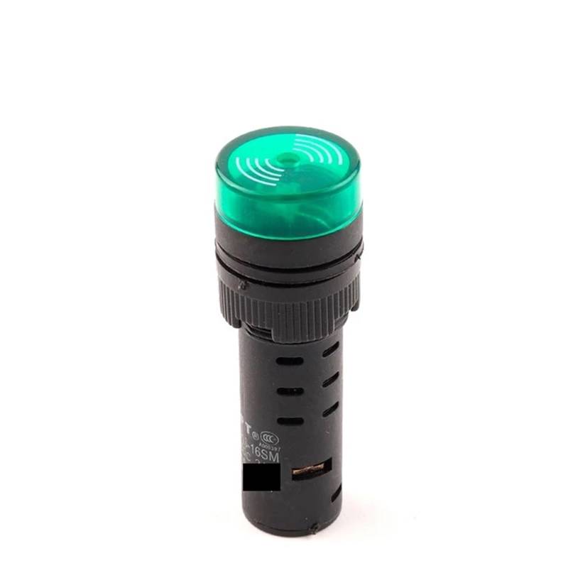 AD16-16SM 16mm buzzer 12V 24V 110V 220V 380V Flash Signal Light Red LED Active Buzzer Beep Alarm Indicator Red Green Yellow(16SM Green,110V) von XTVVTODJXT