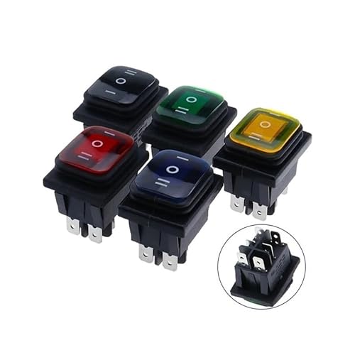 KCD4-203 Heavy Duty 16A 250VAC 30x22 Rocker Switch 6pin DPDT ON OFF ON 12V 220V Red Green LED Light Rocker Switch(BLUE_220V) von XTVVTODJXT