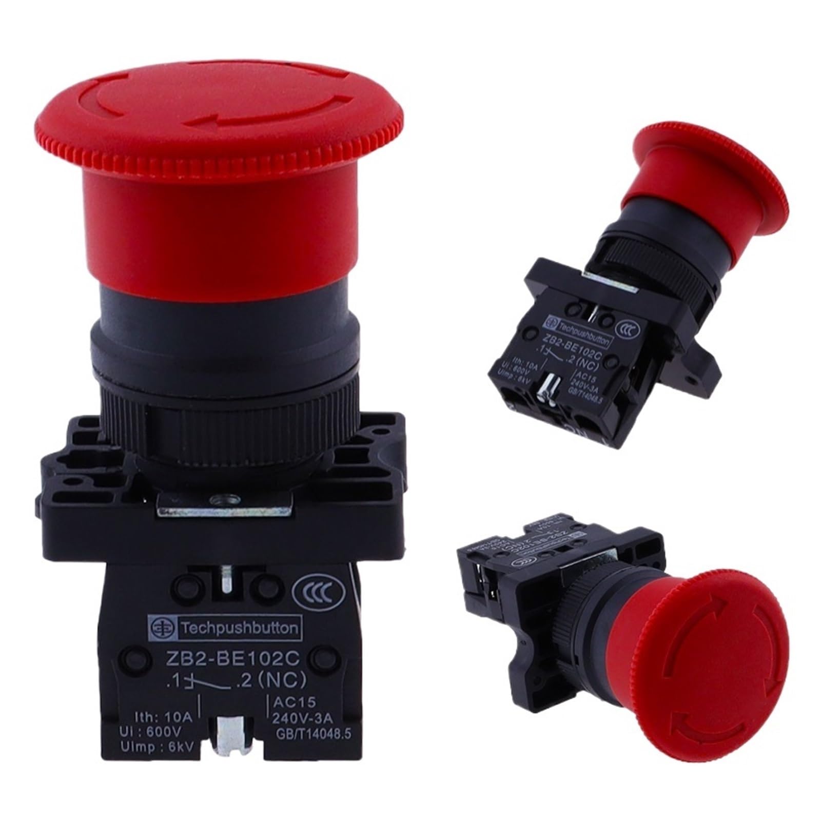 ZB2-BE102C P172 220V 10A Red NC 22mm Emergency Stop Mushroom Push button switch XB2-ES542 Control electrical starter switch(1NC) von XTVVTODJXT