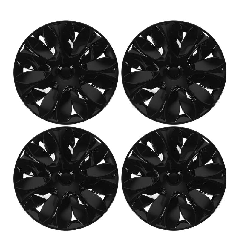 XTEVU 19 -Zoll -Rad -Hub -Hubkappe, Randschutzbeschütze, Hochfestigkeitsabdeckungsnummel mit Radmitte -Kappe für Modell Y, 4pcs Radschutzsatz (Glossy Black) von XTevu