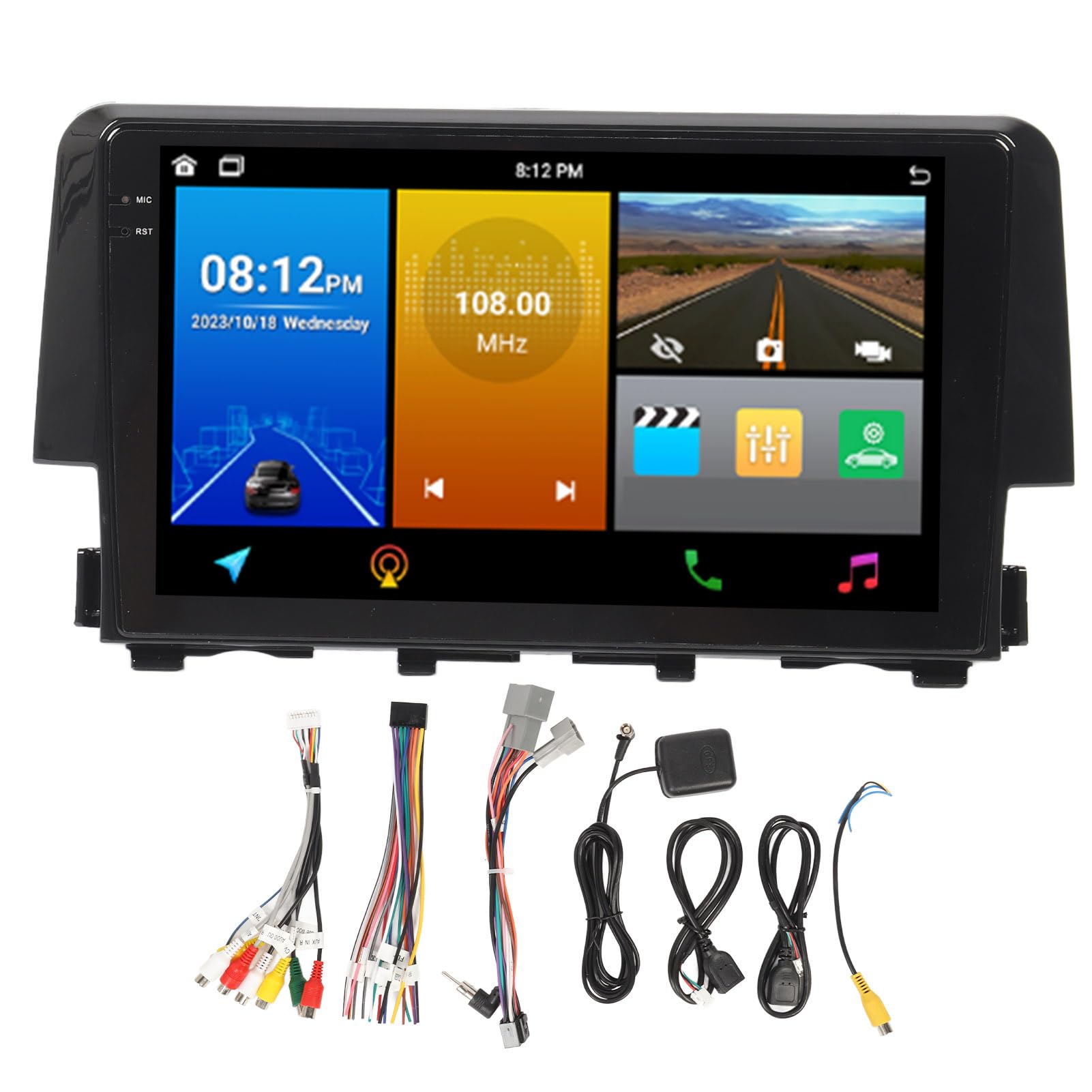 XTEVU GPS -Navigationsbildschirm, 9 -Zoll -Auto -Stereo -Radiosspieler, 720x1280 Auflösung, 4 GB 64 GB ROM, kompatibel mit Civic 2016 bis 2021 von XTevu