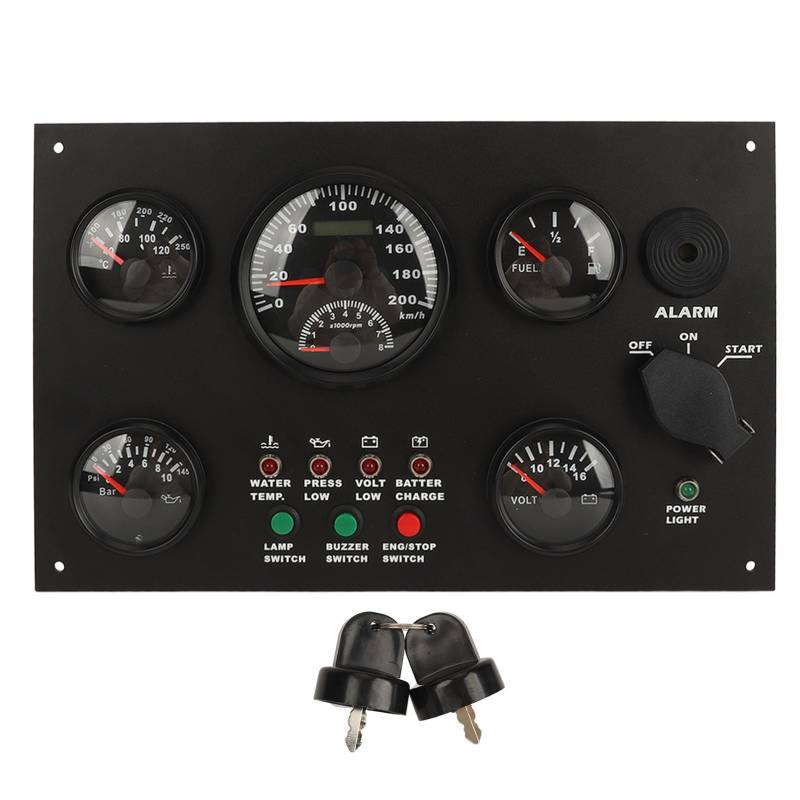 XTEVU -Motormessgeräte, 5 Gaugeplatte mit Tachometer, Kraftstoffspiegelmesser, 300 x 190 -mm -Bootsscheibe, Voltmeter Wasseröl Temperaturmesser, kompatibel mit der Boots -Yacht -RV von XTevu