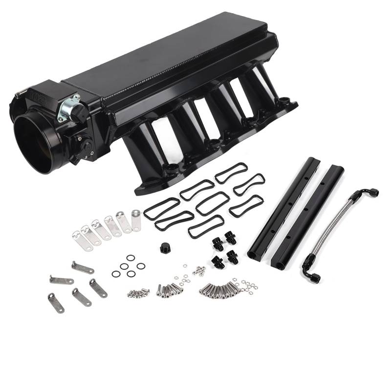 XTevu 102 mm/4 Zoll 8 Löcher Ansaugkrümmer-Kit mit Drosselklappenersatz für LS1 LS2 LS6, inklusive Kraftstoffverteiler-Kit, Ansaugdichtungen, Hardware-Autozubehör von XTevu