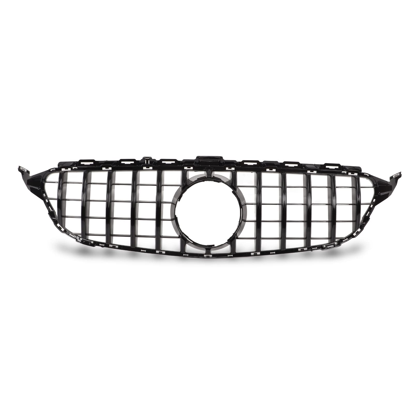 XTevu Diamond Frontgrill, Frontstoßstange, kompatibel mit C-Klasse W205 C205 05 PreFacelift 2015 2018, glänzendes Schwarz (All Black) von XTevu