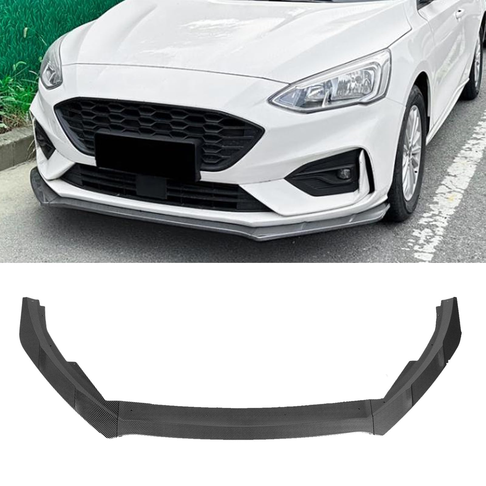 XTevu Frontstoßstangen-Lippenspoiler, sportliches Stoßstangen-Lippenkörper-Set für Focus MK4 ST Line 2019 bis 2022, Splitter-Verkleidung, Schutzspoiler, Air Dam (Carbon Fiber Style) von XTevu