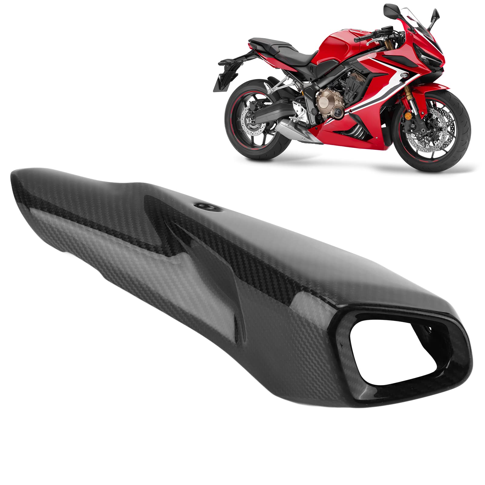 XTevu Motorrad-Auspuffrohr-Hitzeschutzabdeckung, 3K-Kohlefaser-Auspuff-Fersenschutz, Auspuff-Wärmedämmung, Auspuff-Hitzeschutz, Ersatz für CB650R CBR650R 2019+ von XTevu