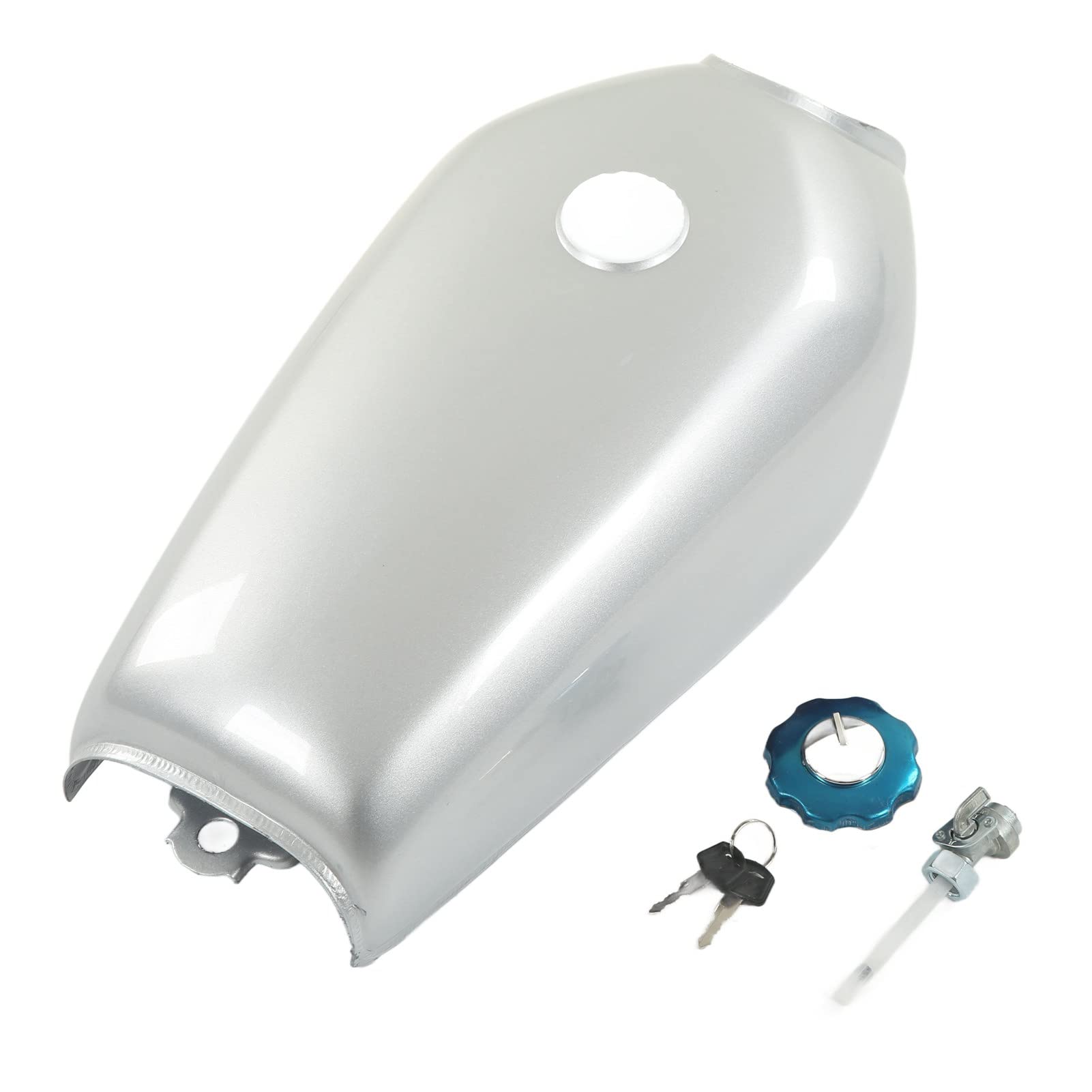 XTevu Motorrad -Kraftstofftank, 2,4 Gallonen (9L) Benzinentankersatz, kompatibel mit CG125, leichte Wurstfarbe (Silver) von XTevu