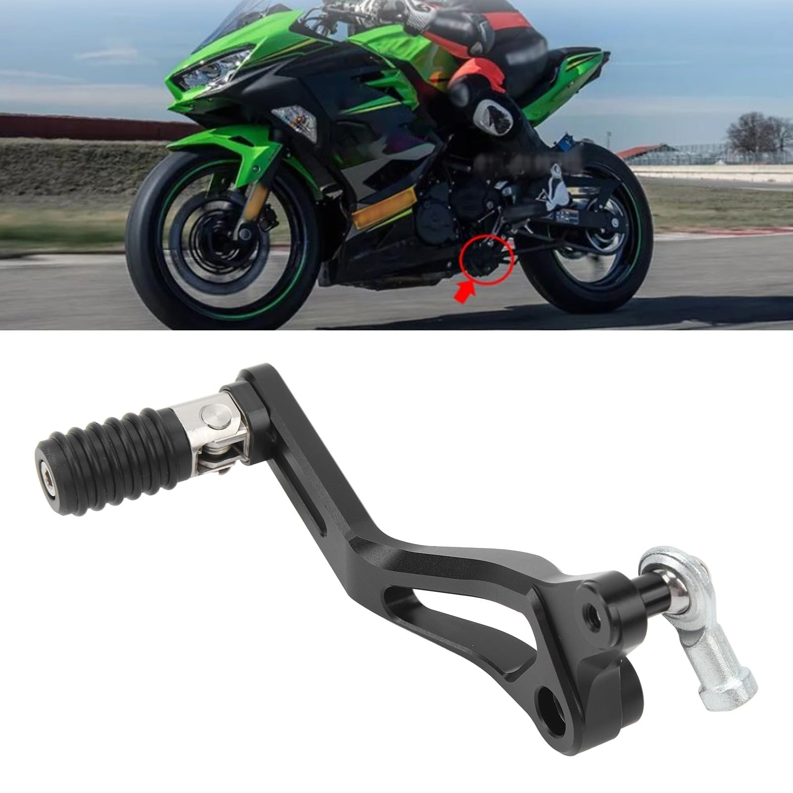 XTevu Schalthebel-Pedalhebel, CNC-Aluminium, verstellbares faltbares Zehenrasten-Schaltpedal für Ninja 400 Z400, universeller Faltbarer Pedal-Schaltarm-Ersatz (Black) von XTevu