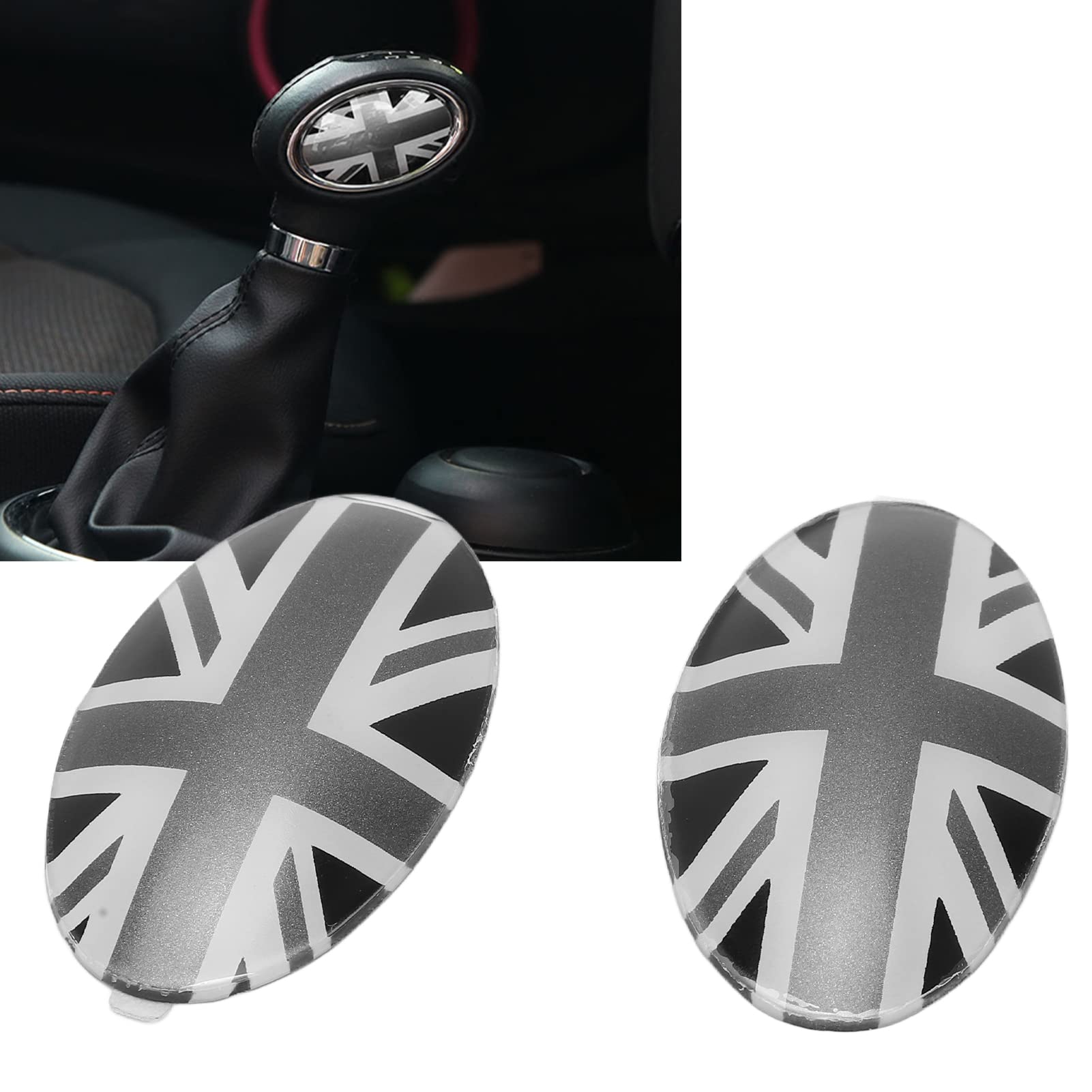 XTevu Schaltknauf-Abdeckungen – Union Jack-Schaltknauf-Zierabdeckungen – Kompatibel Mit Mini Cooper F54 F55 F56 F57 F60 – Schaltknauf-Abzeichen-Abdeckungen – Innenverkleidungszubehör von XTevu