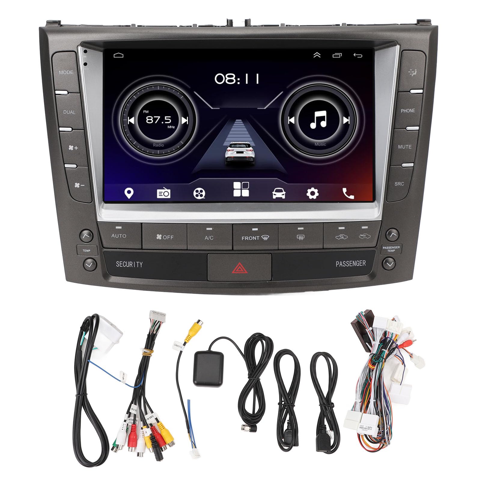 Xtevu 9 Zoll Auto Stereo, Auto-Radio mit GPS-Navigation, kompatibel mit IS200 IS250 2005-2012, 2 GB 32 GB ROM, Android Auto CarPlay Touchscreen von XTevu