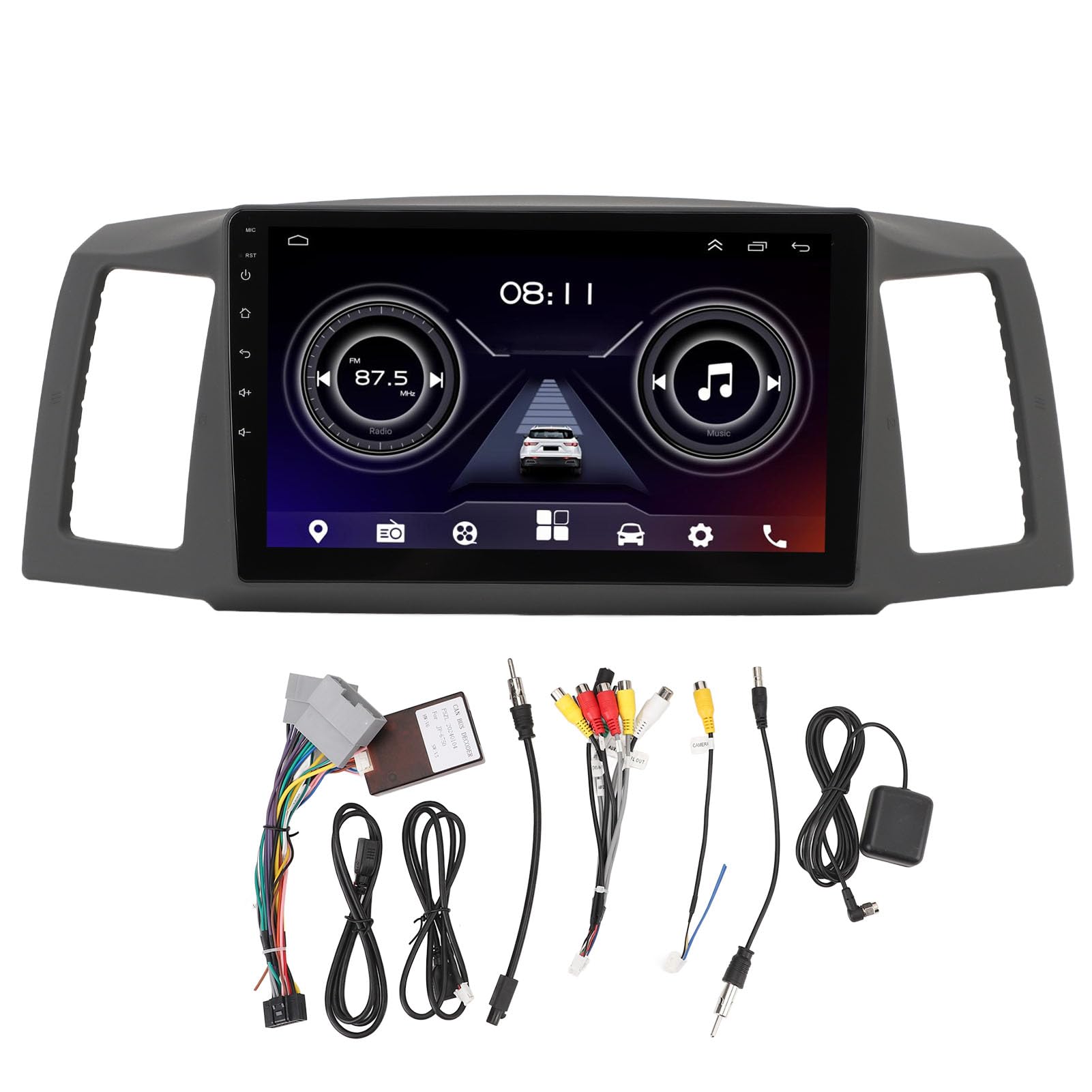 Xtevu Car Stereo Radio, 10 Zoll Touchscreen, GPS-Navigation für Android 12, kompatibel mit Grand Cherokee 2004-2007, CarPlay Support von XTevu