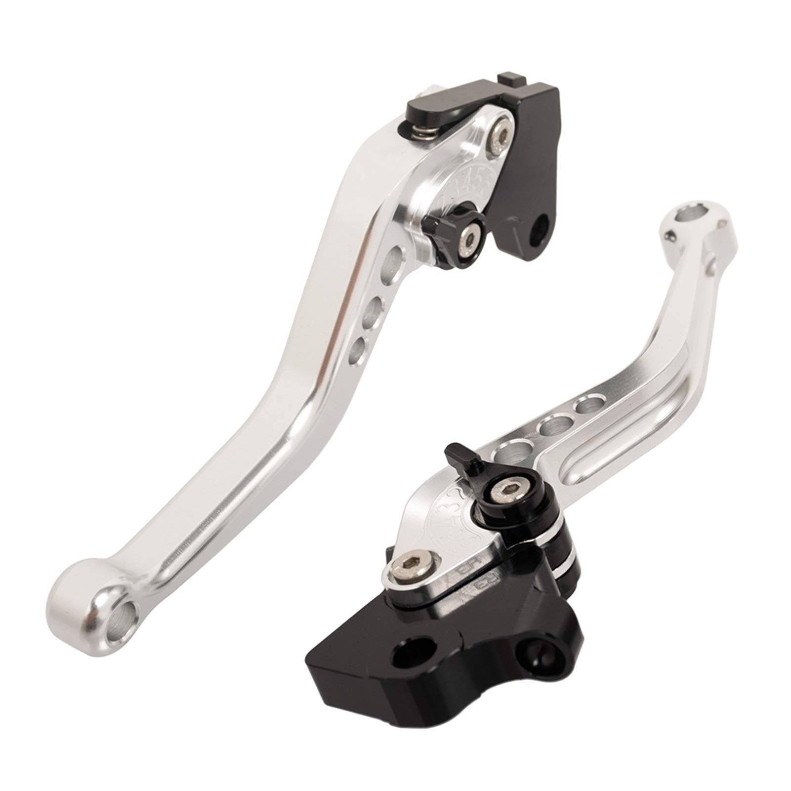 XUBOR Motorrad-Bremskupplungshebel, CNC, kurzes, verstellbares Bremsgriff-Zubehör, for Aprilia Shiver 900 Dorsoduro 900 2017–2018 Aftermarket-Motorrad-Bremskupplungshebel(Silver) von XUBOR