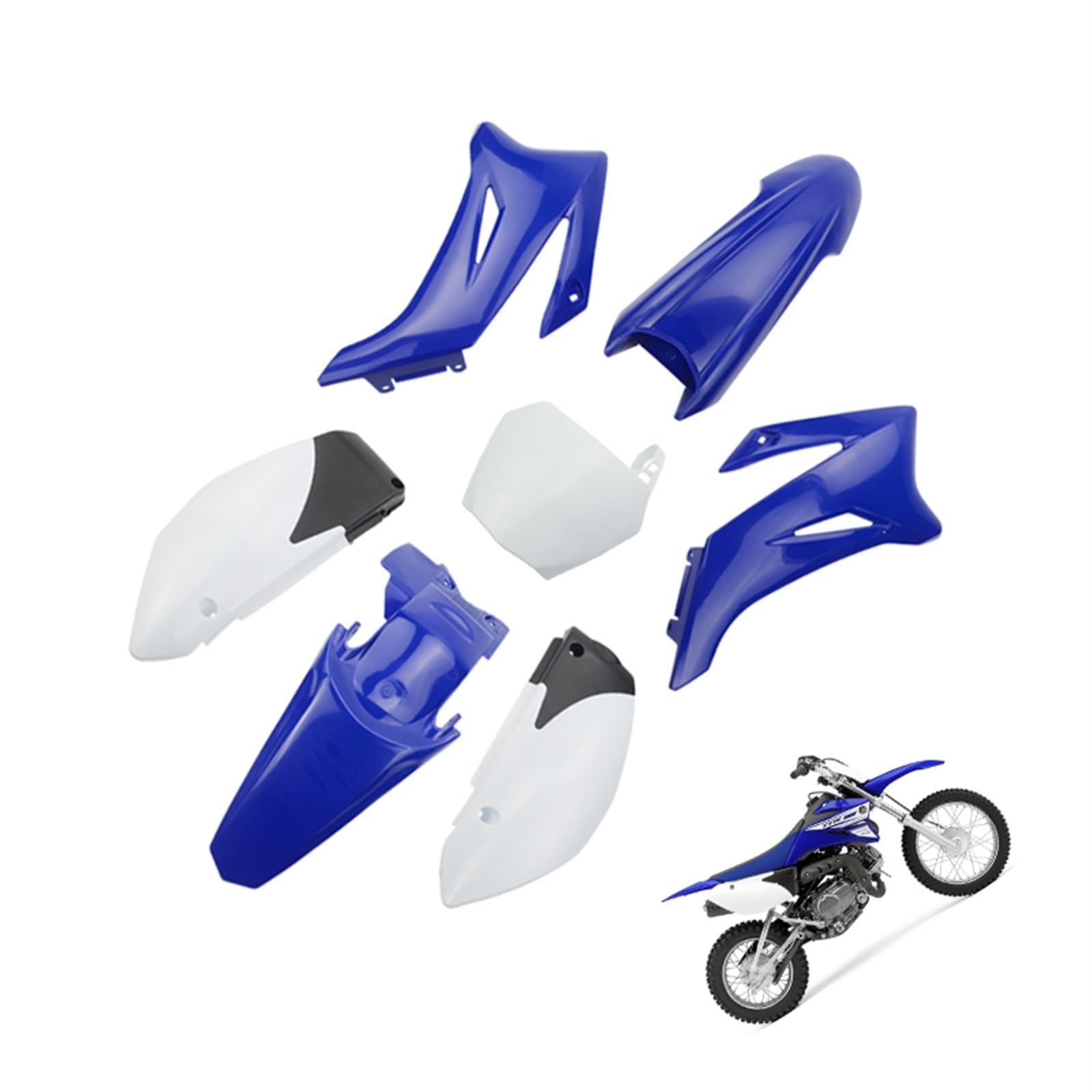 XUBOR TTR110 Kunststoff-Verkleidungskörper-Kit TTR110 TTR 110 2008 2009 2010 2011 2012 2013 2014 2015 & 110–200 cc Dirt Bike Kotflügel-Kotflügelverkleidungssatz(Blue and White) von XUBOR