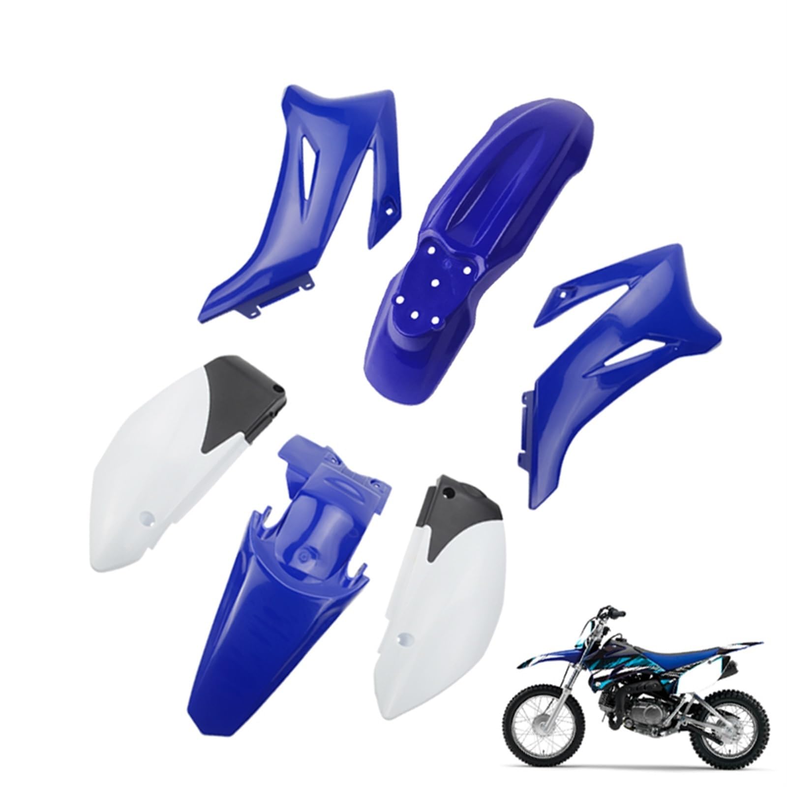 XUBOR TTR125 Kunststoff-Verkleidungskörper-Kit, TTR110 TTR 125 2008 2009 2010 2011 2012 2013 2014 2015 & 110–200 cc Dirt Bike Kotflügel-Kotflügelverkleidungssatz(Blue) von XUBOR