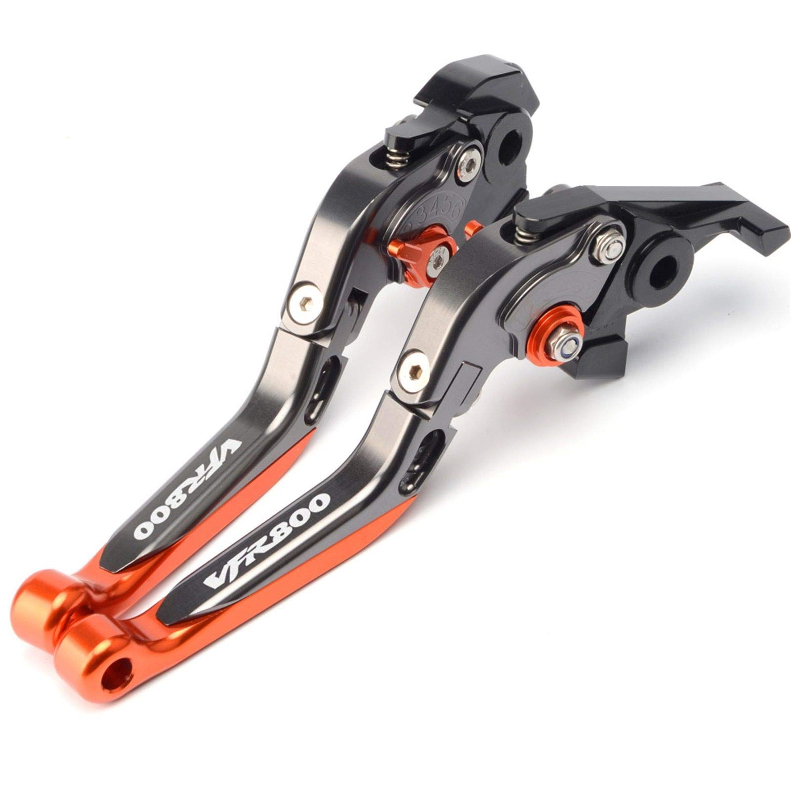 XUBOR for Titanrot VFR 800 1998 1999 2000 2001 mit VFR800 Logo Fahrrad CNC Aluminium Bremsen Kupplungshebel Aftermarket-Motorrad-Bremskupplungshebel(Titanium orange) von XUBOR