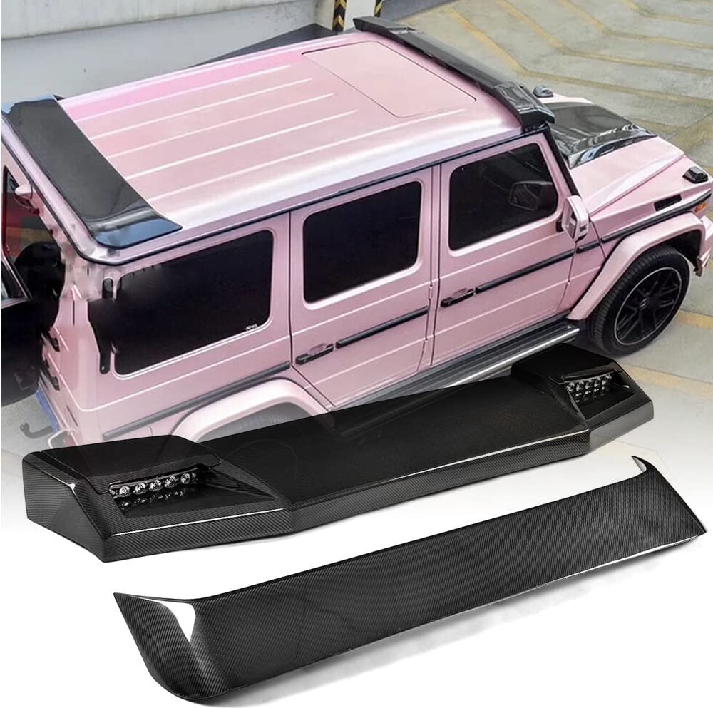 Kohlefaser-Dachspoiler für Mercedes Benz G-Klasse W463 G500 G550 G55 G63 G65 AMG Kombi 2013-2018 Custom Parts Fensterspoiler Spoilerlippe Bodykits (mit LED-Licht) von XUETAO