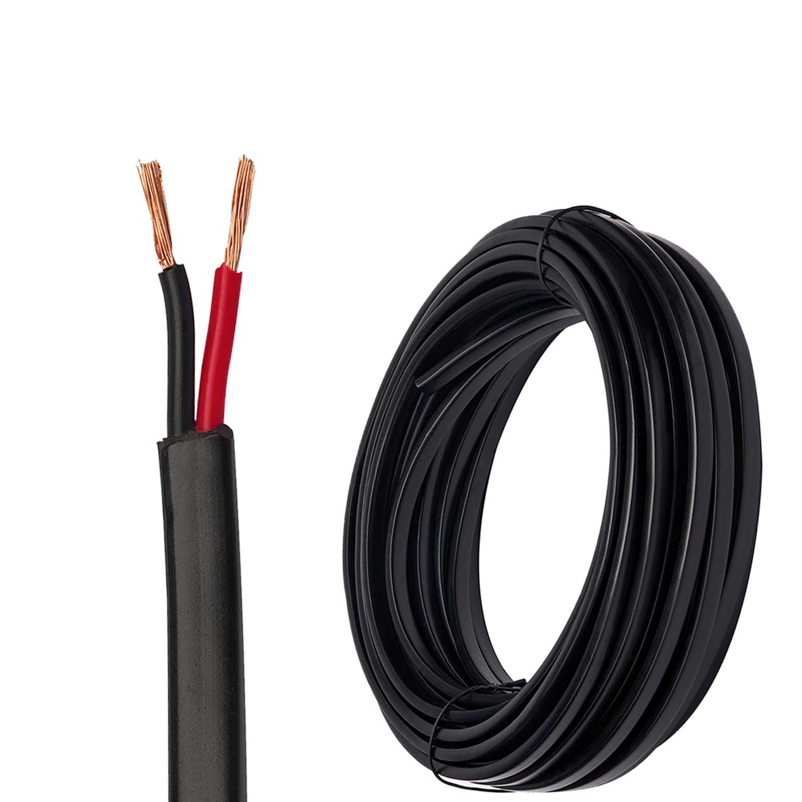 XUEYI 5M KFZ 2x0.75mm² Flachkabel, 12V 24V Fahrzeugleitung/Fahrzeugkabel 2 Adriges Rot/Schwarz Anhängerkabel, Flexibles Elektrischer Verlängerungskabel, 2 poliges Kabel für Anhänger von XUEYI