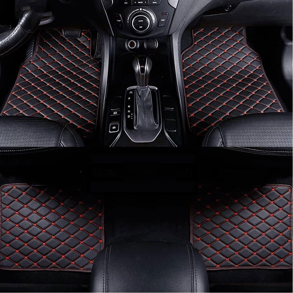 Auto Leder Fußmatten für Renault Kadjar 2015-2022 Maßgeschneiderte Teppiche vorne und hinten Innen Zubehör, C-Black red von XUJIAM