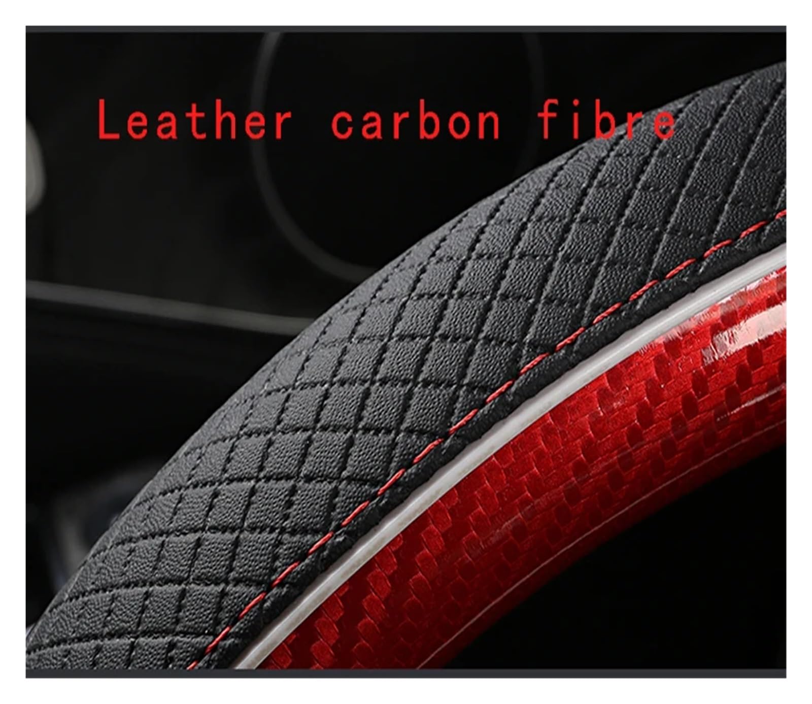 Auto Lenkradschoner 36 cm Leder + Carbon Faser Auto Lenkrad Abdeckung Größe S Für Civic Auto Zubehör Lenkradabdeckung(COFFEE 36CM D SHAPE) von XUNANNAN