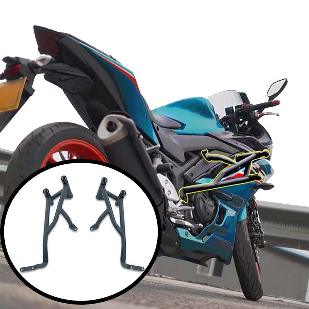 XUYUZDQ Motorrad Oberer Highway Sturzbügel Karosserie Fallschutz,Engine Guard Sturzbügelschutz Protetive Stunt Bars kompatibel mit YZFR3 YZF-R3 YZF R3 2021 2022 2023 2024 Zubehör(Mattes Schwarz) von XUYUZDQ