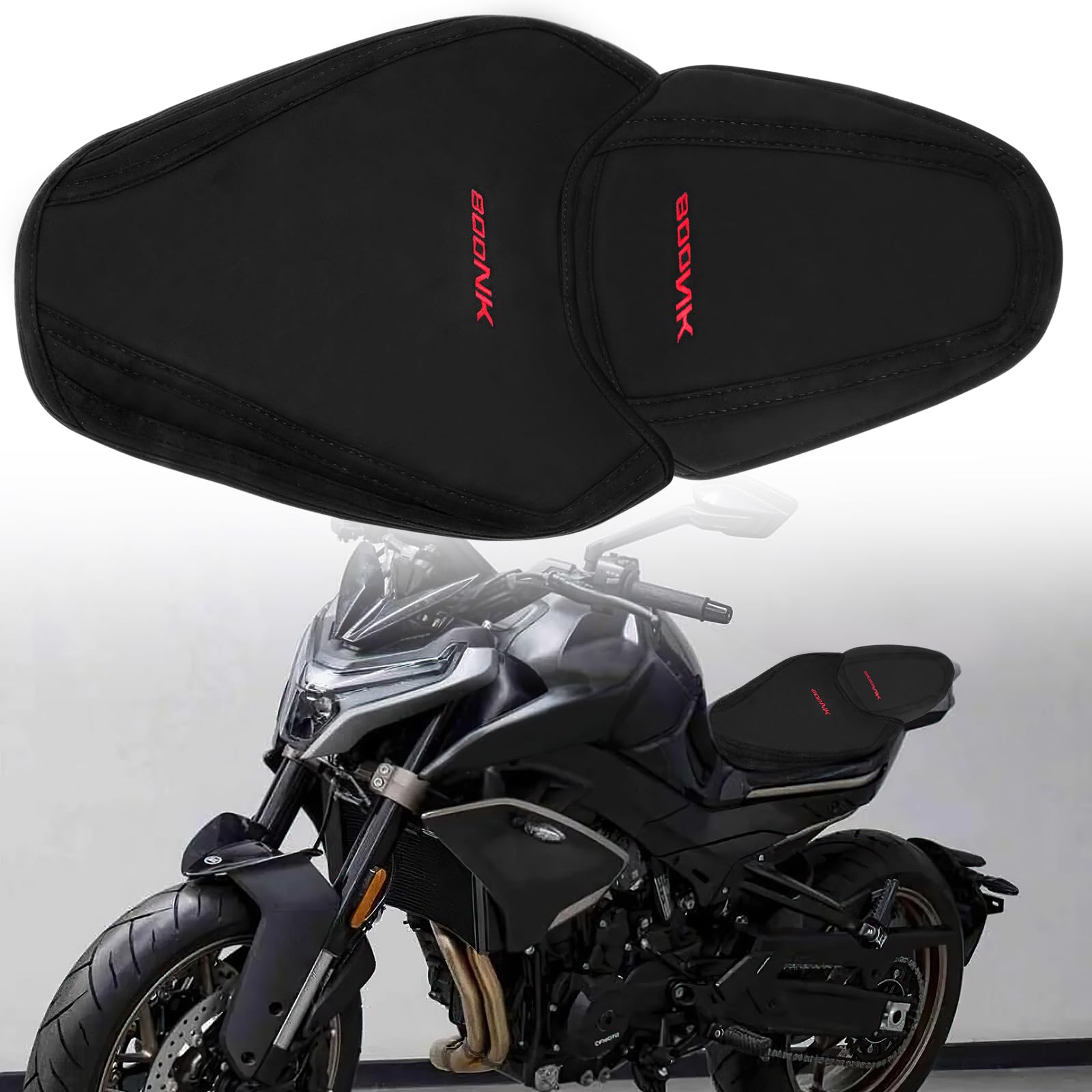 XUYUZDQ Motorrad Sitzbankbezug,Universal PU-Leder Wasserdichter Sitzbezüge,Stoßdämpfender&Sonne, Sitzpolster mit Gummiband Motorrad Zubehör für 800NK NK800 NK 800 NK 2022 2023 2024 (Schwarz) von XUYUZDQ