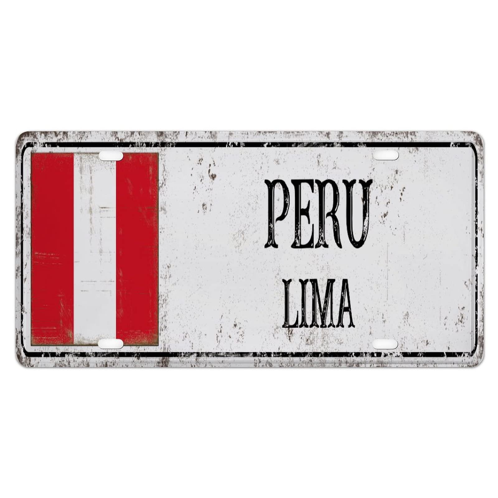 Nummernschild Peru für Ihren Golfwagen, individuelles Autozubehör, Landstadt, Aluminium, Metall, Metall-Autoschild für Frauen, Mädchen, Männer, Jungen, 30,5 x 15,2 cm von XVBCDFG