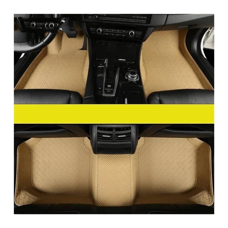 Auto Fußmatten Für Peugeot 5008 2016 2017 2018 2019 2020 2021 2022 2023 Custom Car Fußmatten Auto Teppiche Fuß Coche Zubehör Automatte Passend(Beige) von XVGUOYAN