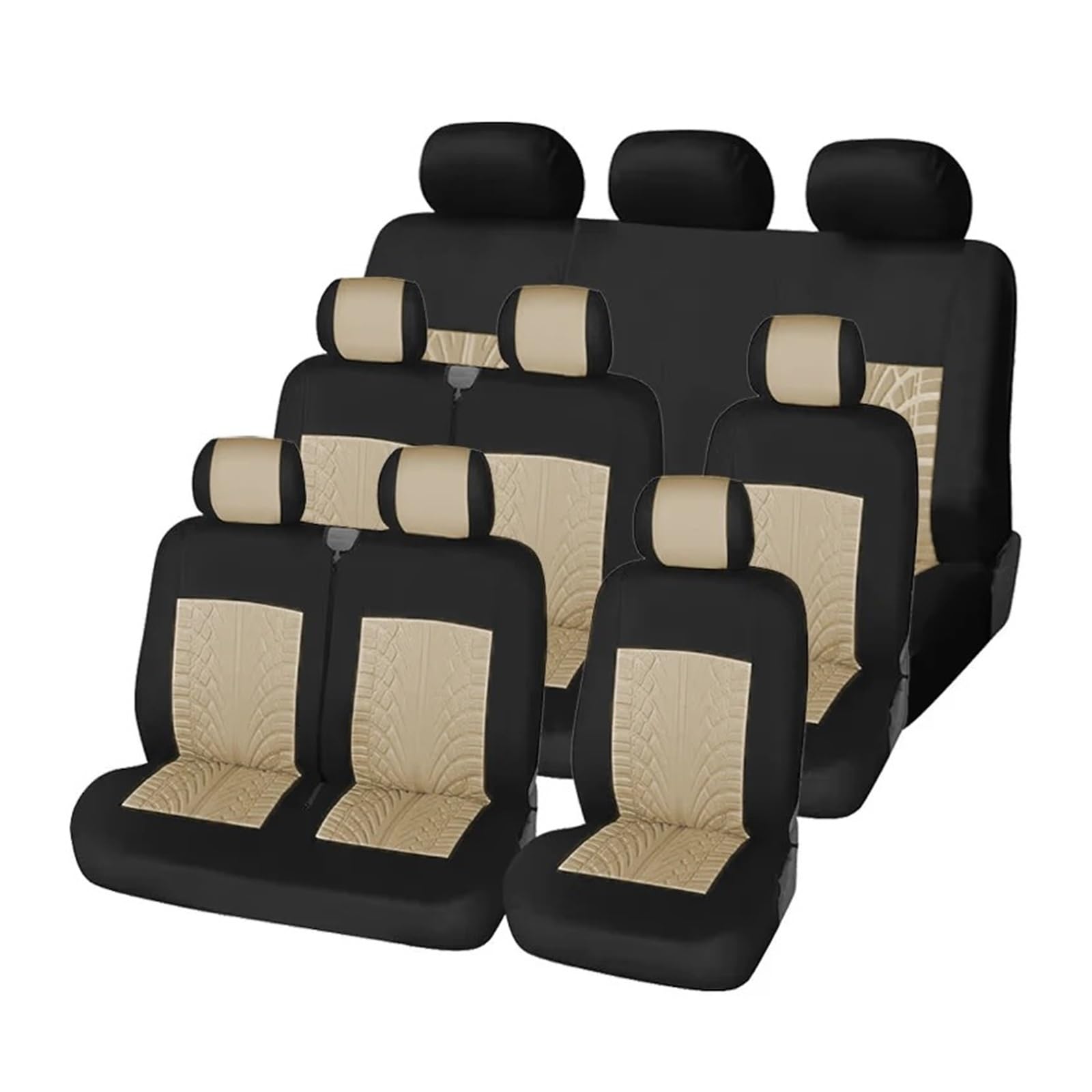 Autositzbezüge Autositzbezüge 2+1 Sitzbezüge Schonbezüge Schoner Für Transporter T5 Für Auto-Schmuck (VII Bus 9 P2) Auto Sitzbezüge(BEIGE 9PCS) von XVGUOYAN