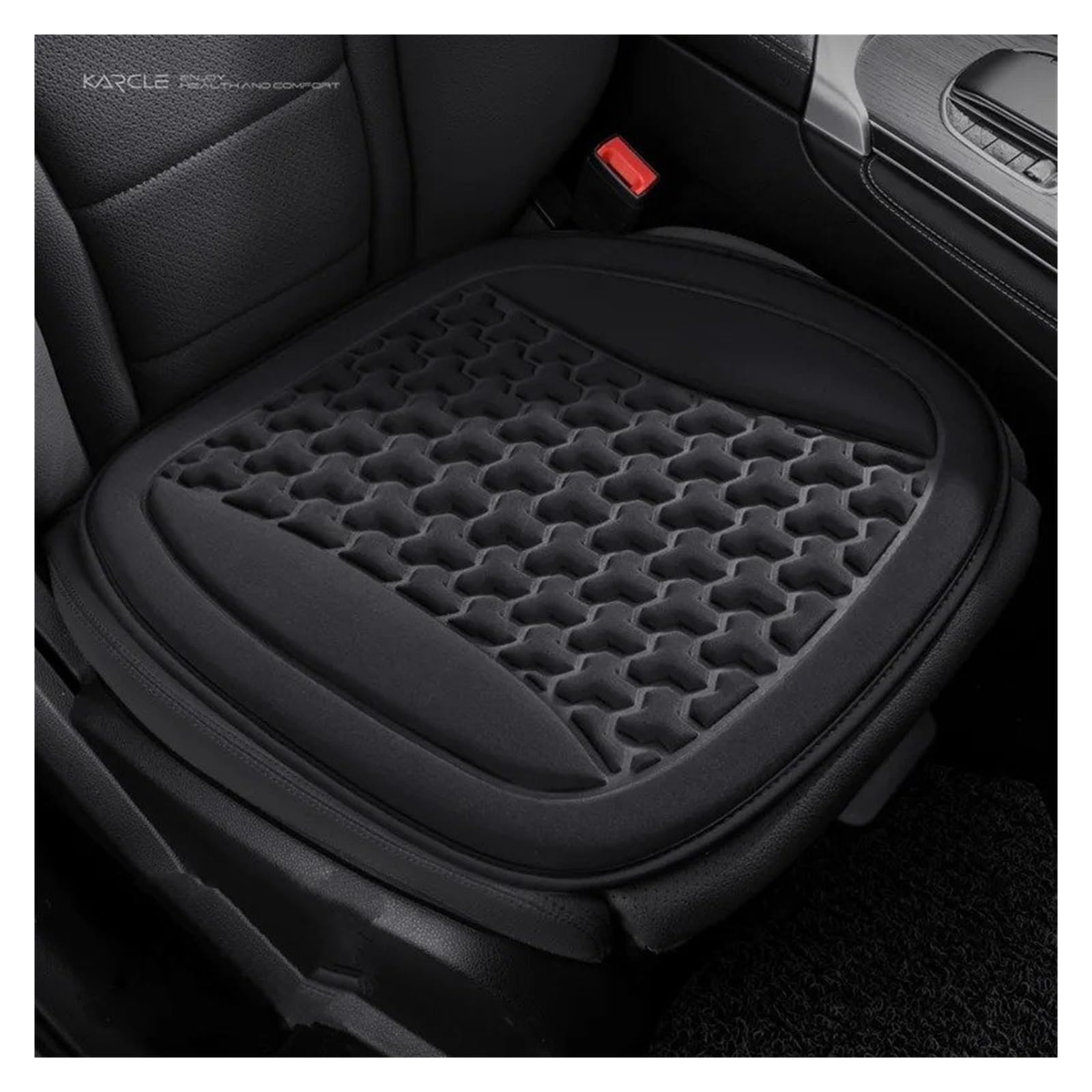 Autositzbezüge Autositzbezug Sommer 3D Atmungsaktives Eisseide-Autositzkissen Konvexes Design Autositzschutzpolster Universal Autostuhlmatte Auto Sitzbezüge(Black Front Padx1) von XVGUOYAN