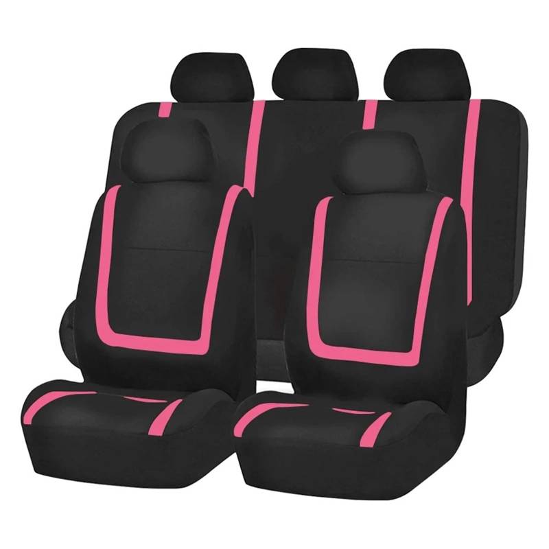 Autositzbezüge Komplettset Autositzbezug Aus Stoff Universell Polyester Atmungsaktiv Waschbar Geeignet Für Auto LKW Van SUV Autozubehör Innenausstattung Auto Sitzbezüge(Pink 5 seat) von XVGUOYAN