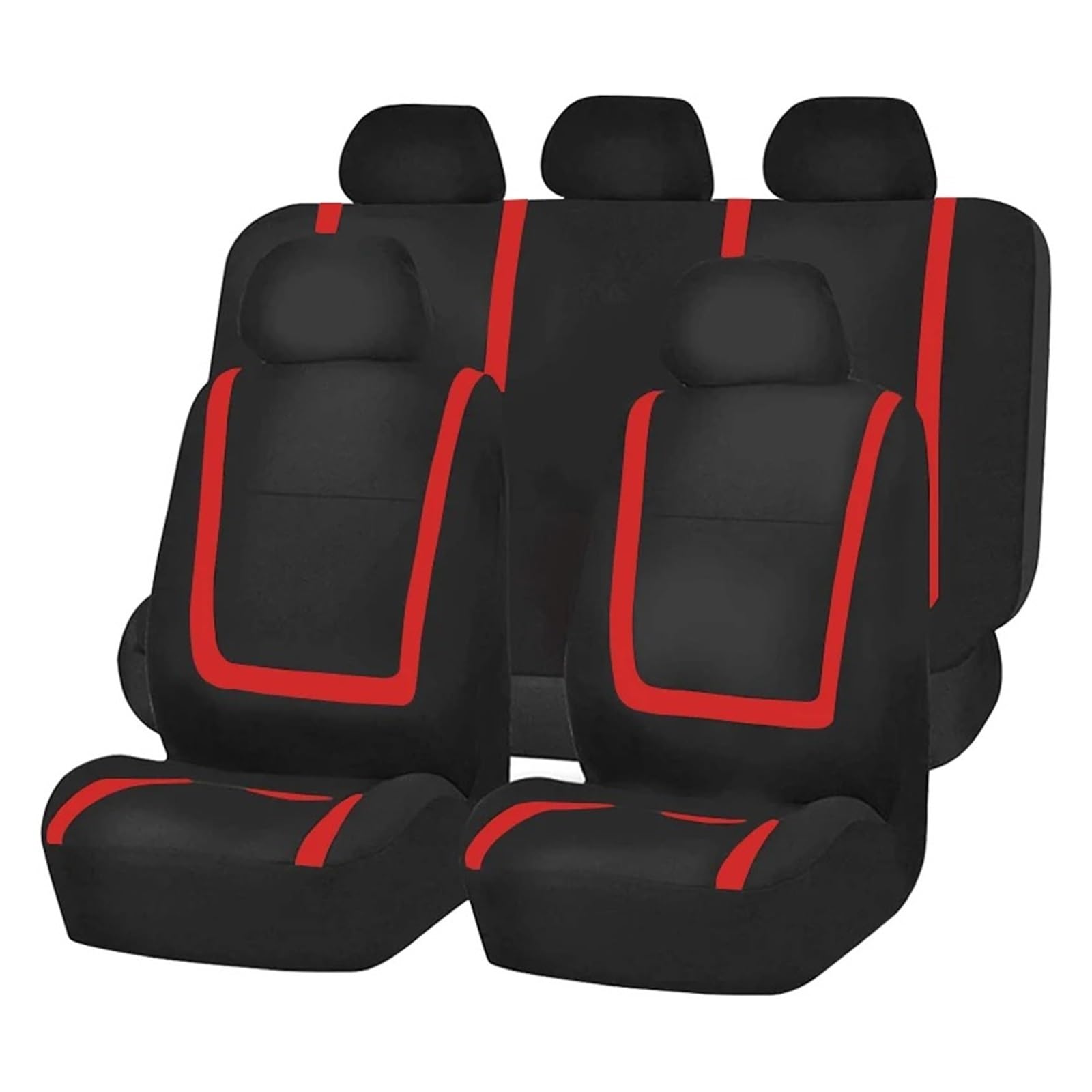 Autositzbezüge Komplettset Autositzbezug Aus Stoff Universell Polyester Atmungsaktiv Waschbar Geeignet Für Auto LKW Van SUV Autozubehör Innenausstattung Auto Sitzbezüge(Red 5 seat) von XVGUOYAN