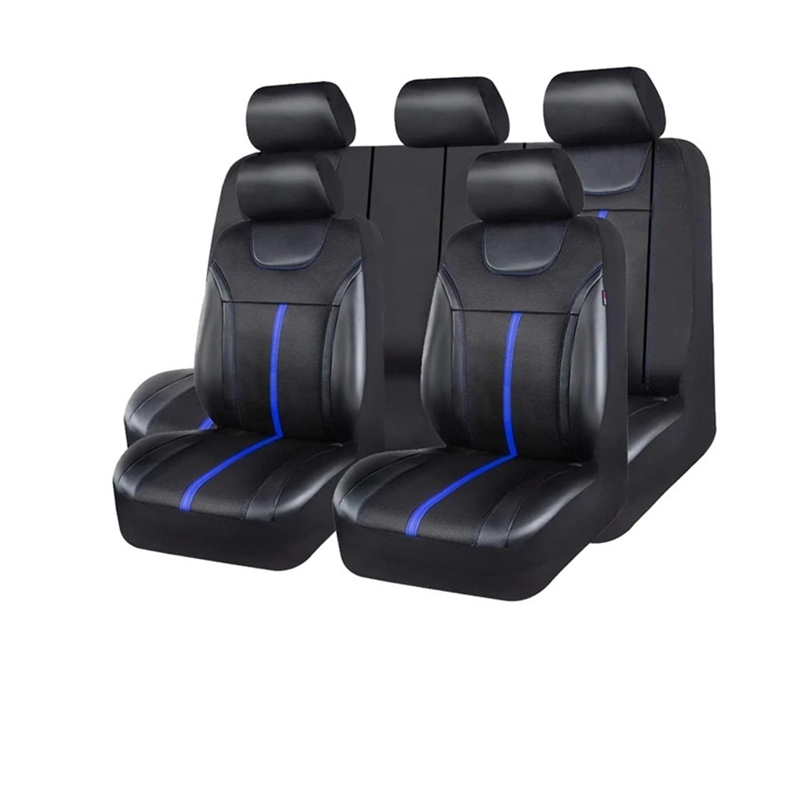 Autositzbezüge Sportlicher Universal-Autositzbezug Aus Carbonleder Passend Für SUVs Vans Limousinen LKWs Airbag-kompatibel Auto Sitzbezüge(Blue 5 Seat Set) von XVGUOYAN