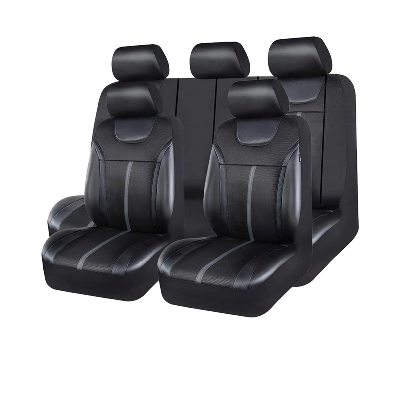 Autositzbezüge Sportlicher Universal-Autositzbezug Aus Carbonleder Passend Für SUVs Vans Limousinen LKWs Airbag-kompatibel Auto Sitzbezüge(Gray 5 Seat Set) von XVGUOYAN