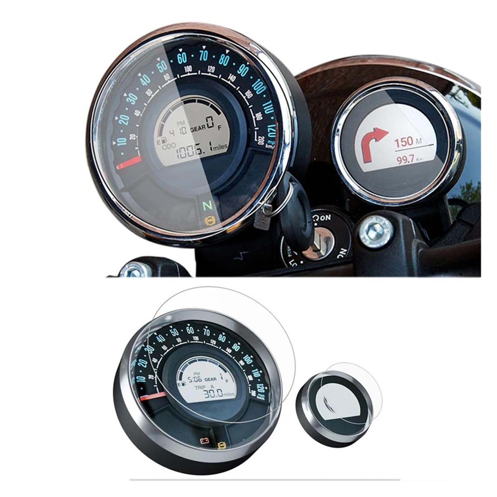 Tachoschutzfolie Für Royal Für Enfield Scram 411 2022- Für Super Meteor 650 2023- Motorrad Scratch Cluster Screen Dashboard Schutz Instrument Film Armaturenbrett Displayschutzfolie(4 Sets) von XVGUOYAN