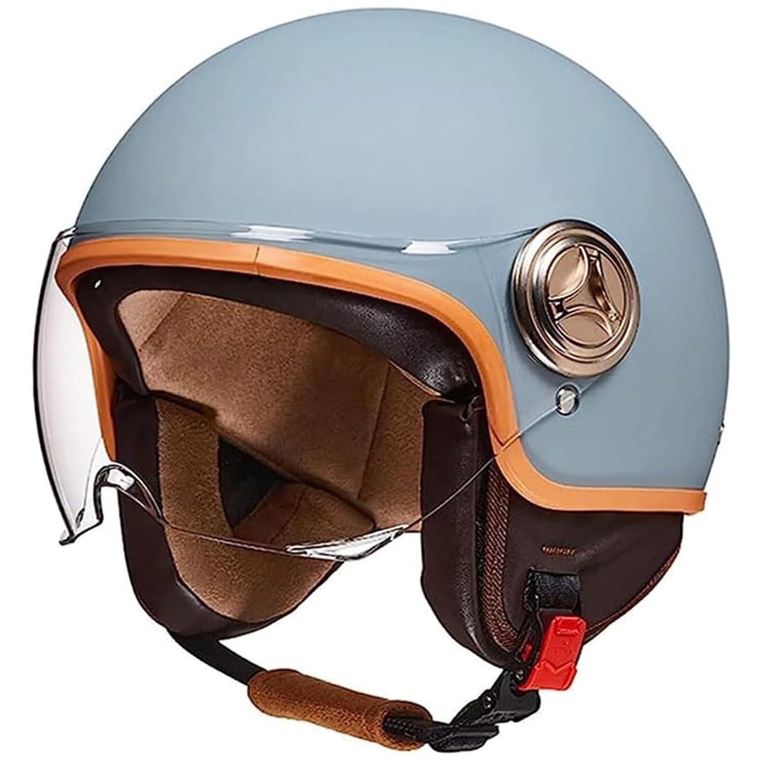 3/4 Halber Motorradhelm, Retro-Motorradhelm, Retro-Jet-Helm Für Damen Und Herren, Moped, Motorrad, Helikopter 1,54-61CM von XWJBDF