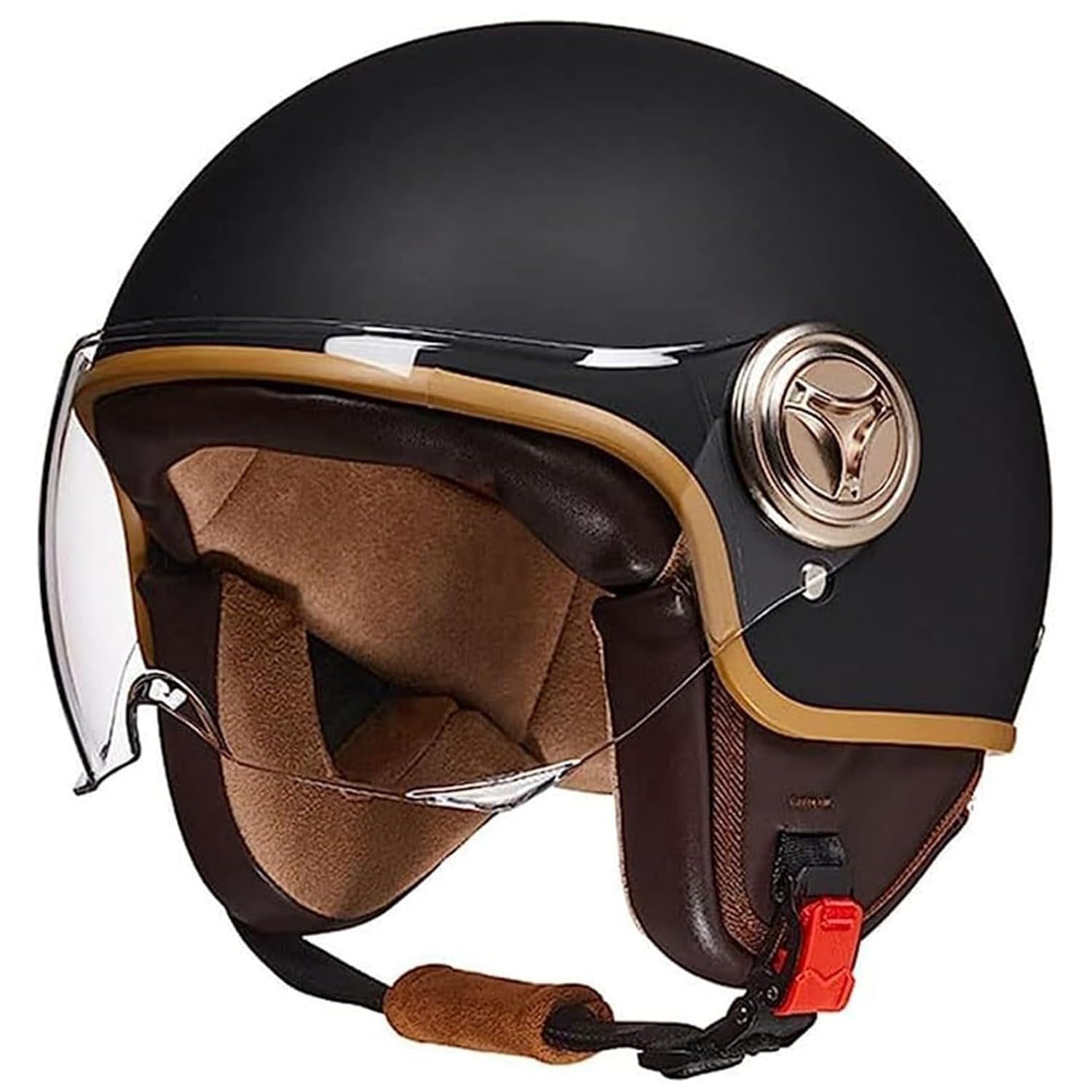 3/4 Halber Motorradhelm, Retro-Motorradhelm, Retro-Jet-Helm Für Damen Und Herren, Moped, Motorrad, Helikopter 2,54-61CM von XWJBDF