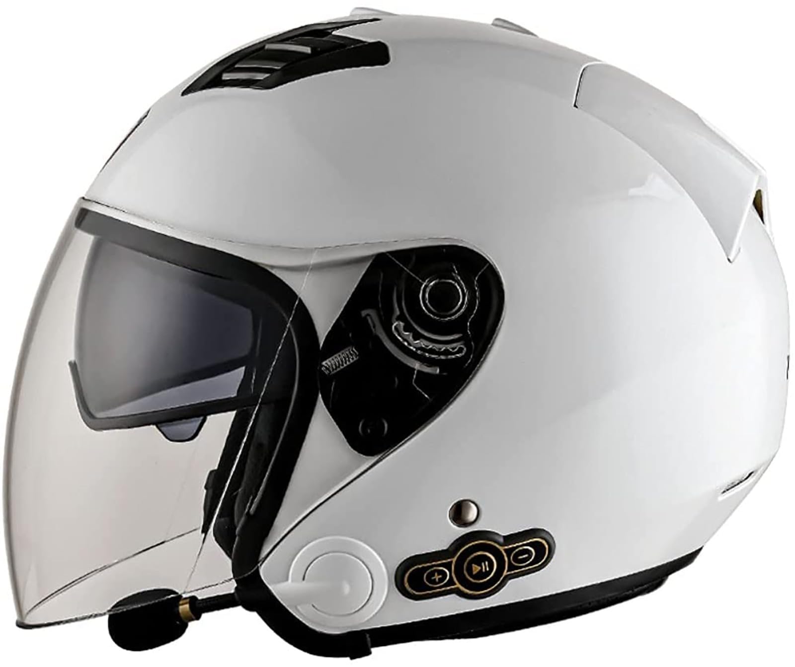 XWJBDF Bluetooth Jet Motorradhelm ECE Geprüft 3/4 Offen Mit Halbvisier Sonnenblende Mit Integriertem Bluetooth Halber Motorradfahrerhelm Erwachsene Herren Damen Vintage Helm 1,L=59~60cm von XWJBDF