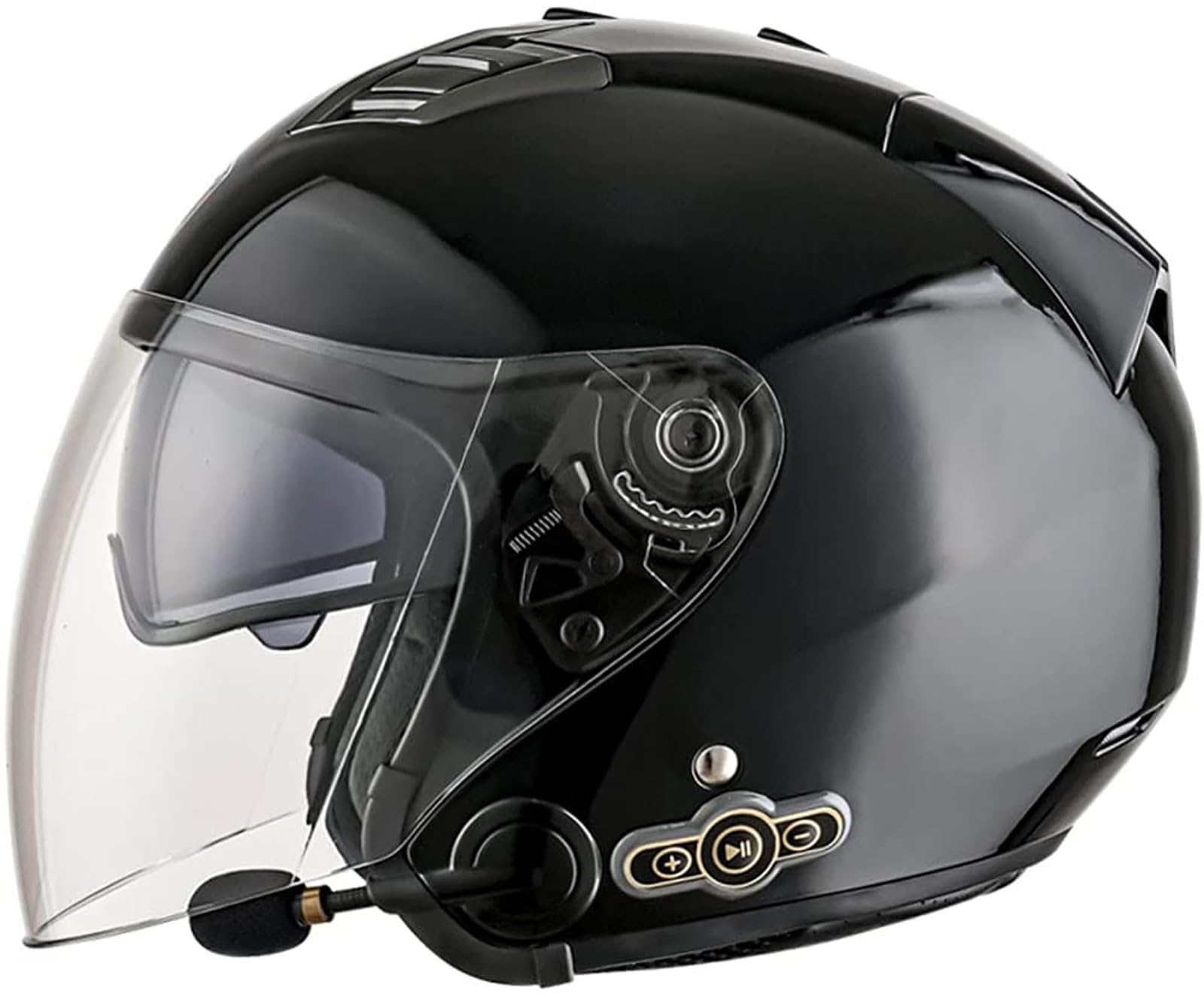 XWJBDF Bluetooth Jet Motorradhelm ECE Geprüft 3/4 Offen Mit Halbvisier Sonnenblende Mit Integriertem Bluetooth Halber Motorradfahrerhelm Erwachsene Herren Damen Vintage Helm 5,L=59~60cm von XWJBDF