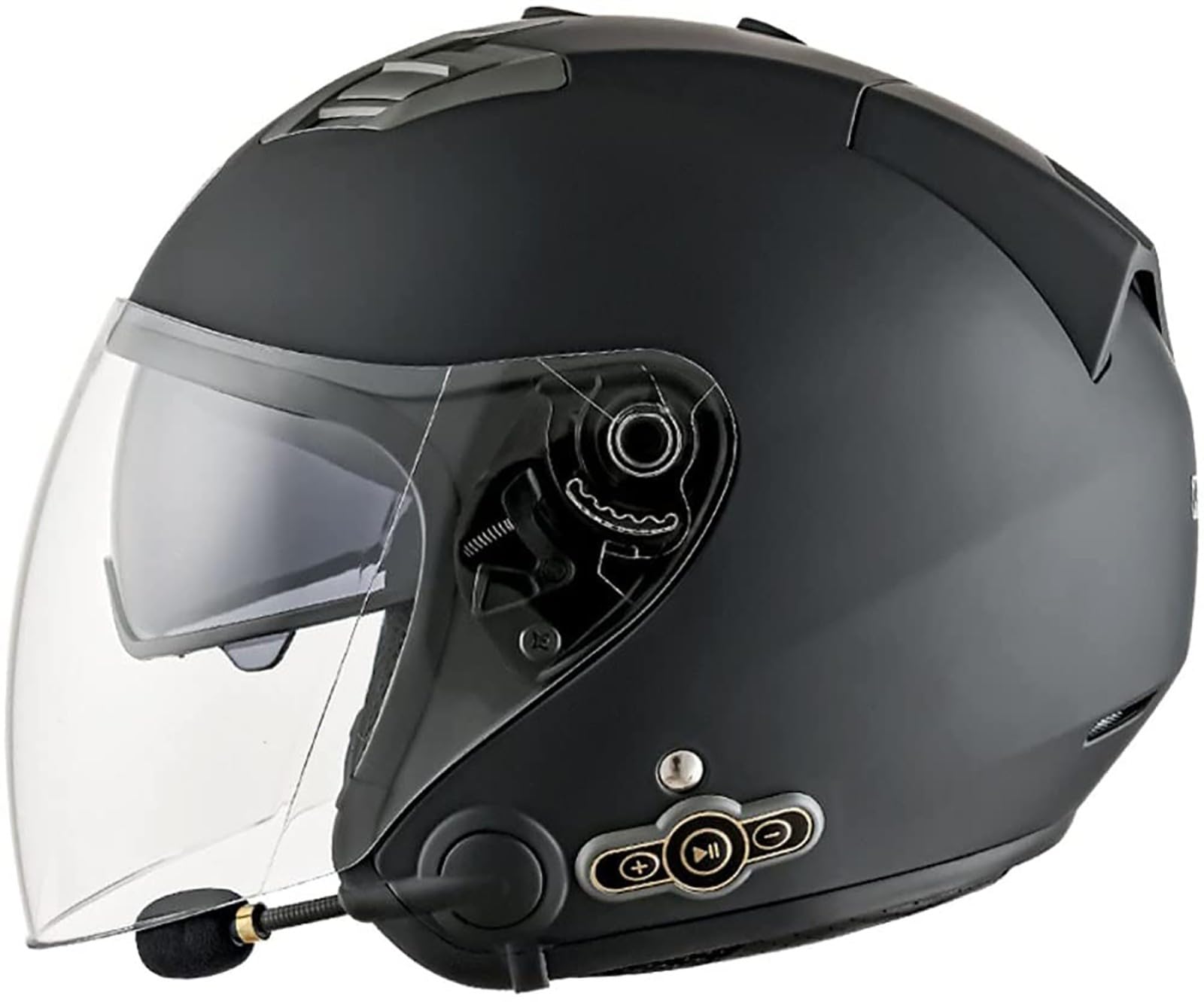 XWJBDF Bluetooth Jet Motorradhelm ECE Geprüft 3/4 Offen Mit Halbvisier Sonnenblende Mit Integriertem Bluetooth Halber Motorradfahrerhelm Erwachsene Herren Damen Vintage Helm 6,L=59~60cm von XWJBDF