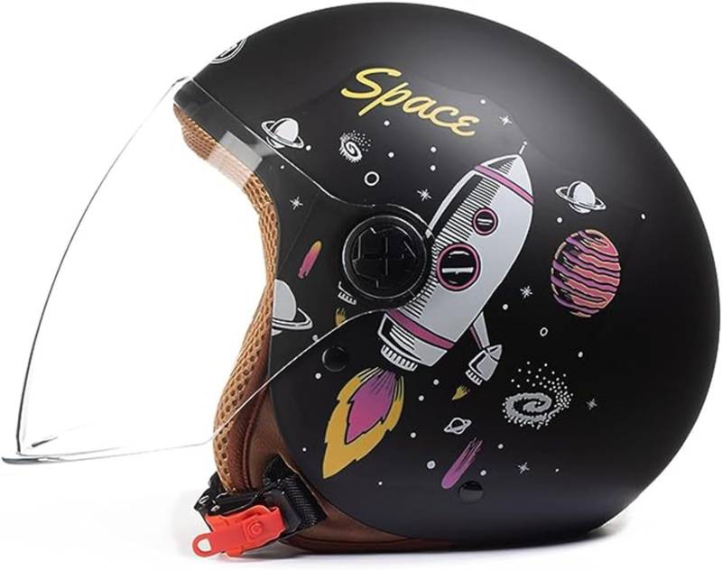 XWJBDF Kinder-Motorradhelm, 3/4-Helm Mit Offenem Gesicht Und Sonnenblende, Geeignet Für Jungen Und Mädchen Im Alter Von 3–15 Jahren, Geeignet Für Motorräder, Cruiser, Roller, Rollschuhe 6 von XWJBDF