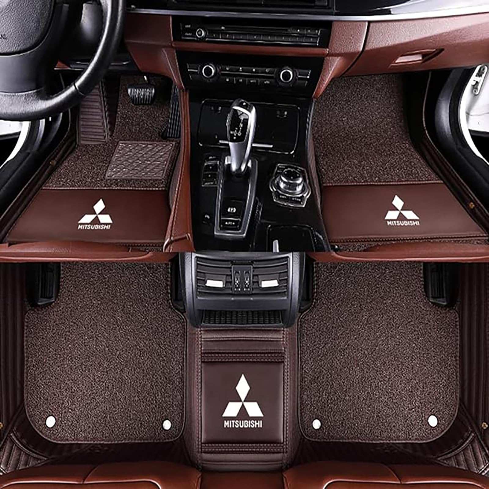 Auto-Fußmatten passend für Mitsubishi Grandis (6 Seats) 2006-2010, Allwetter-Pads, All Inclusive Stil Wasserdichtes Anti Rutsch Tragen Leder Automatten,D-Coffee von XWMRBD