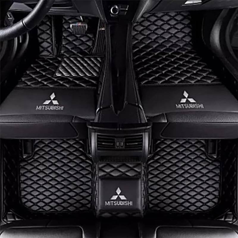 Auto-Fußmatten passend für Mitsubishi Outlander (7 Seats) 2019 2020 2021, Allwetter-Pads, All Inclusive Stil Wasserdichtes Anti Rutsch Tragen Leder Automatten,D-Black von XWMRBD