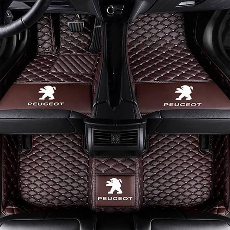 Auto-Fußmatten passend für Peugeot 207CC 2009-2014, Allwetter-Pads, All Inclusive Stil Wasserdichtes Anti Rutsch Tragen Leder Automatten,E-Coffee von XWMRBD