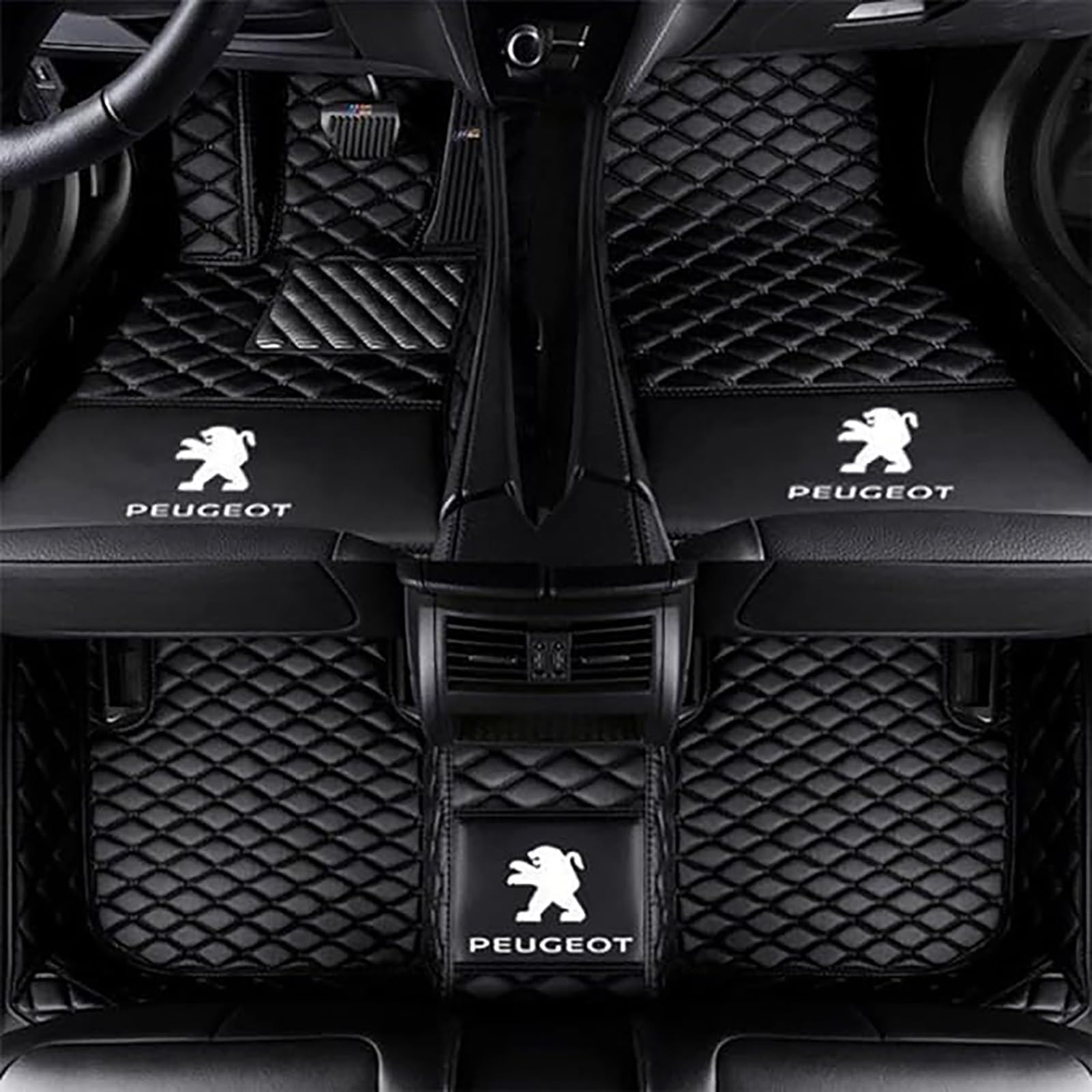 Auto-Fußmatten passend für Peugeot 4008 2012-2017, Allwetter-Pads, All Inclusive Stil Wasserdichtes Anti Rutsch Tragen Leder Automatten,D-Black von XWMRBD